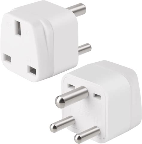 2 Pack Uk To India Plug Adapters Teninyu India Power Converter