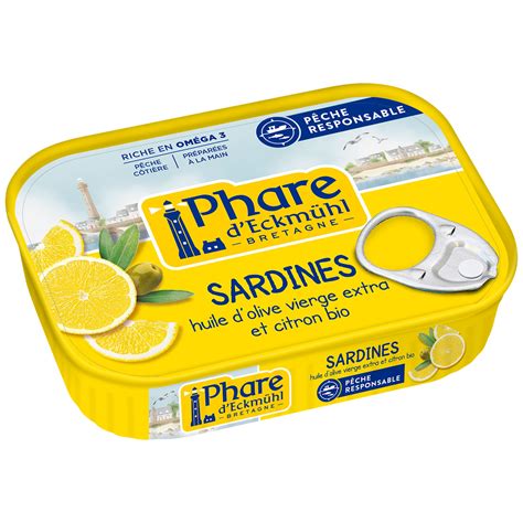 Sardines Lhuile Dolive Vierge Extra Bio Et Au Citron Bio Phare D