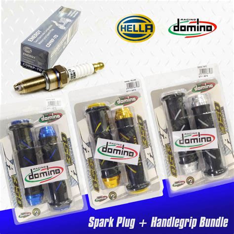 Hella Twin Electrode Spark Plug CD9RP 7D With Domino Handle Grip Bundle