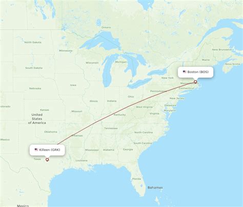 All Flight Routes From Boston To Killeen Bos To Grk Flight Routes