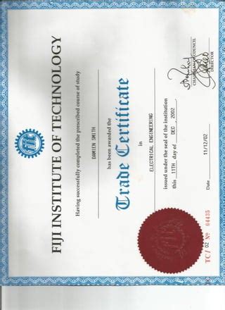 Electrical Trade Certificate FIT PDF