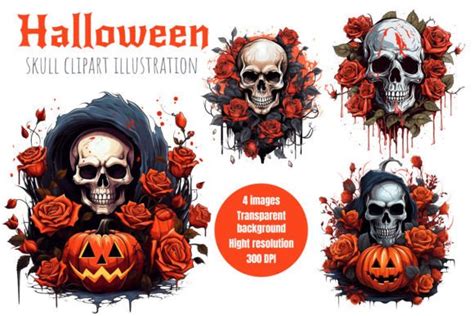 Halloween Skull Clipart Graphic by Aleksandra Spasojevic · Creative Fabrica