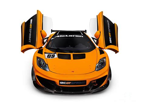 McLaren 12C GT Sprint supercar front open butterfly doors Photograph by ...