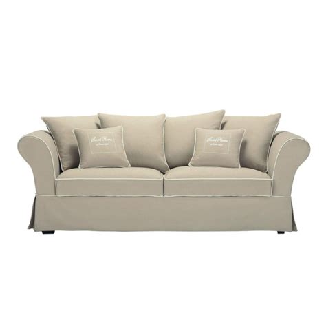 3 4 Seater Cotton Sofa In Beige Sweet Home Maisons Du Monde