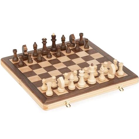 Lingle 15 Inch Travel Wooden Folding Chess Set W 3 Inch Kh Chess