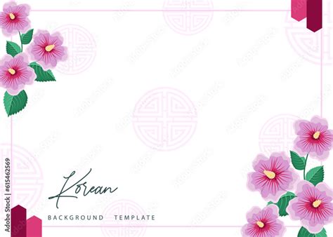 Korean Background With Mugunghwa Or Hibiscus Syriacus Korean National