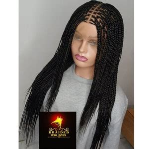 Ready To Ship Knotless Braided Wig For Black Women Glueless Full Lace