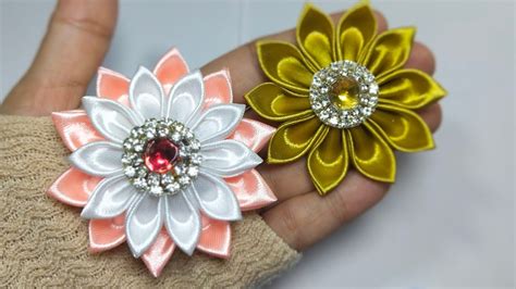 177 How To Make Kanzashi Flower Diy Ribbon Flower Lotus Kanzashi