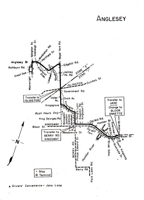 Transit Toronto Image: TTC Route 2 Anglesey route map 1954