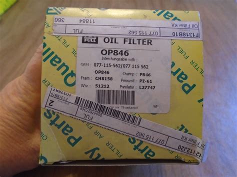 Quality Parts Full Oil Filter OP846 Interchangeable 077 115 562 P846