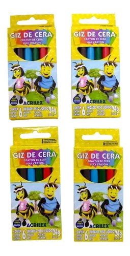 Kit C Cx Mini Giz De Cera Acrilex C Cores Lembran A