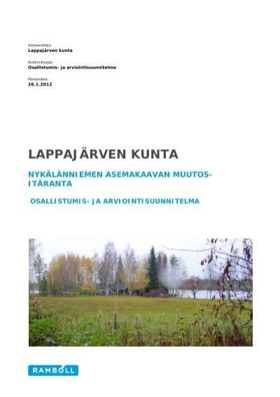 Lappaj Rven Kunta Nyk L Nniemen Asemakaavan Muutos Lappaj Rvi