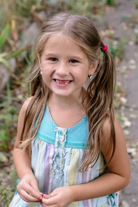 Beautiful Summer Portrait Of A Cute Little Girl Stock Photo Image Of