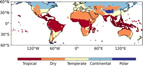 Map of Köppen‐Geiger climate classification in the study area from 60 ...