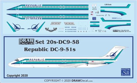 McDonnell Douglas DC 9 51 Republic Draw Decal 20 DC9 58