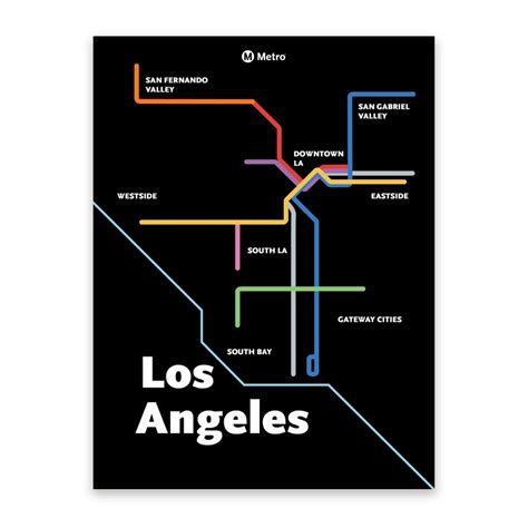 Los Angeles Metro Dark Map Poster Blanket Notebook Laptop Sleeve