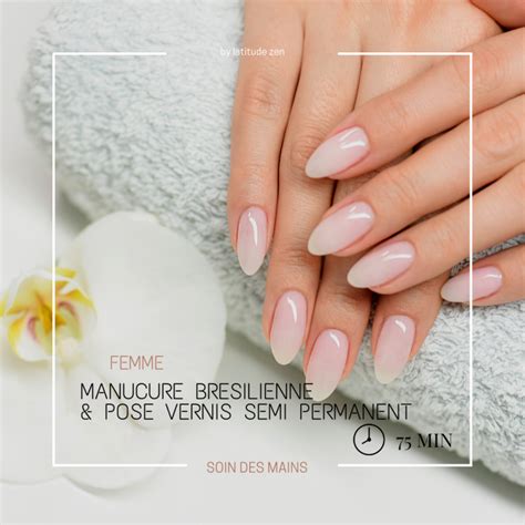 Manucure brésilienne et pose de vernis semi permanent couleur