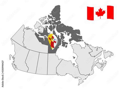 Location Of Nunavut On Map Canada 3d Nunavut Territory Location Sign