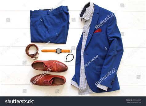 flat lay set classic mens clothes stock photo  shutterstock