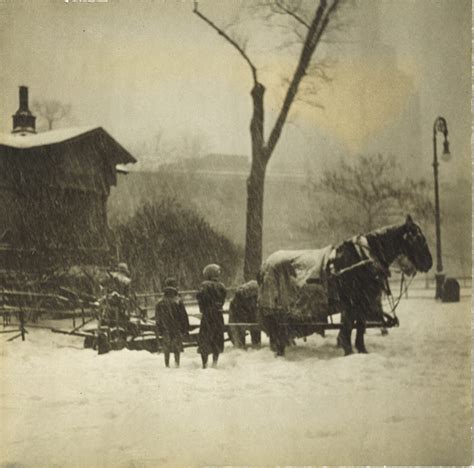 Horse-drawn snow plow in Washington Square Park - Village Preservation