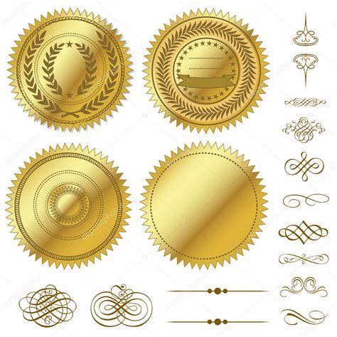 Set De Sellos De Oro Vectorial Vector Gráfico Vectorial © Createfirst