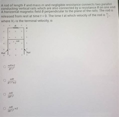 A Rod Of Length And Mass M And Negligible Resistance Connects Two Paral