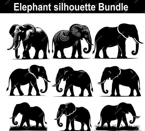 Premium Vector Elephant Silhouette Vector White Background