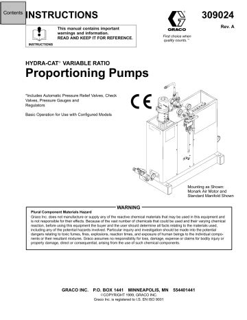 Graco A Hydra Cat Varible Ratio Proportioning Pumps Owner S