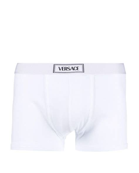 Versace 90s Logo Waistband Ribbed Boxer Briefs In White For Men Lyst