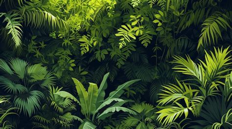 Premium Photo Lush Green Foliage Of A Tropical Rainforest With Bright