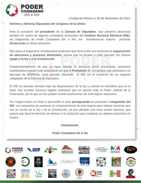 Carta Abierta De La Sociedad Civil Al Presidente De La C Mara De