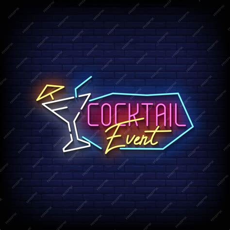 Premium Vector Cocktail Event Neon Signs Style Text Vector