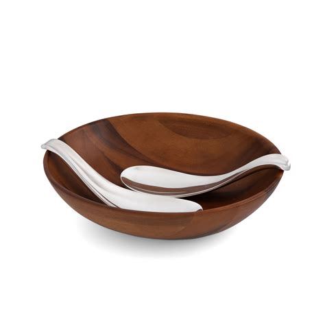 Nambe Yin Yang Salad Bowl With Servers