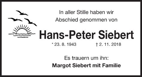 Traueranzeigen Von Hans Peter Siebert Trauer Nn De