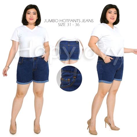 Jual Hopylovy Jumbo Celana Pendek Jeans Wanita Hotpants Spring Big Size