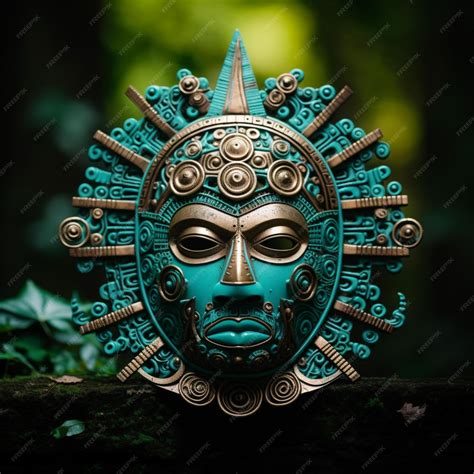 Premium Ai Image Realistic Aztec Mask Made Native Photography Image Ai Generated Art