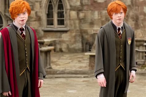 Film Still Of Ron Weasley Wearing Hogwarts Uniform In Stable