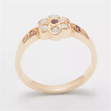 Karat Ros Gold Nat Rlicher Rosa Turmalin Opal Damen Clusterring