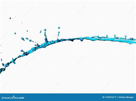 Light Blue Water Streak Isolated Over Pure White Background Stock Image