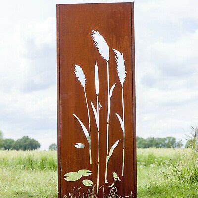 Gartenwand Sichtschutz Wand Triptychon Teich Stahl Rost 225x195 Cm