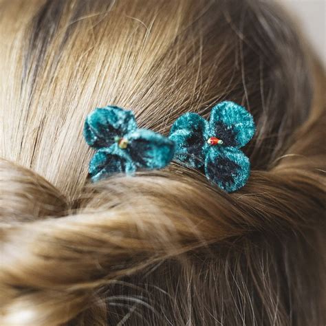 Teal Pansy Hair Clip T Set Imogens Imagination