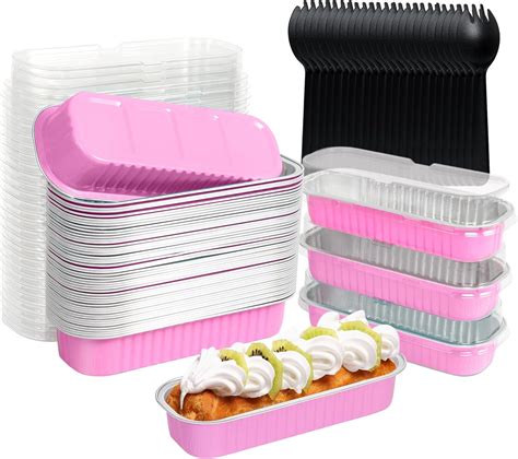 Pack Disposable Mini Loaf Pans With Lids And Spoons Oz Rectangle