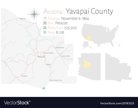 Map Yavapai County In Arizona Royalty Free Vector Image