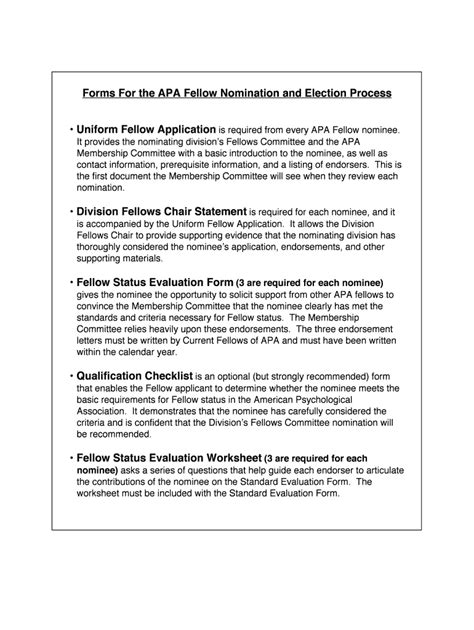 Fillable Online Apa Forms For The APA Fellow Nomination And Election