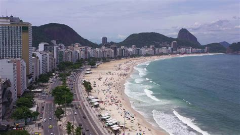 Rio De Janeiro City On Sunny Day Copacabana Beach And Atlantic Ocean