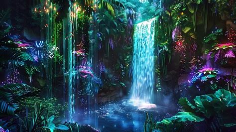 Premium Photo Fantasy Mystical Waterfall Digital Art Style Painting