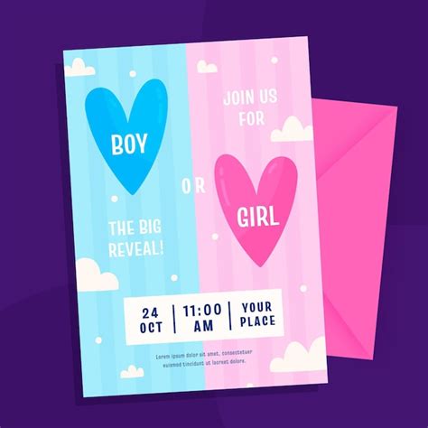 Free Vector Flat Design Gender Reveal Invitation Template