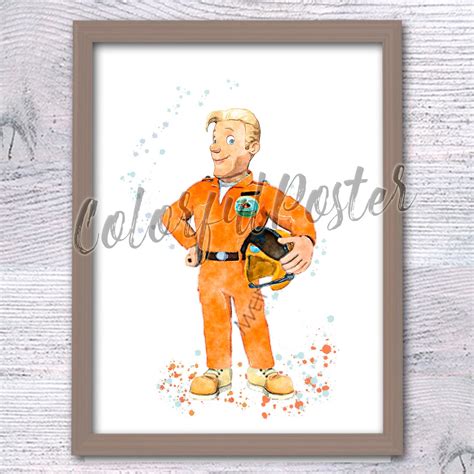 Tom Thomas Rescue Pilot Fireman Sam Poster Firefighter Sam Print ...