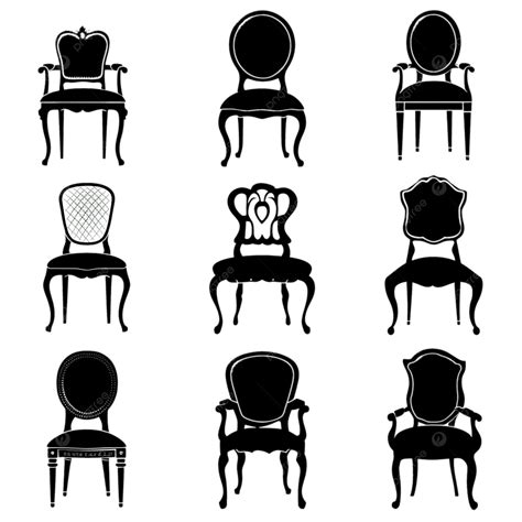 Chair Silhouettes Set Chair Silhouette Furniture Silhouette Table