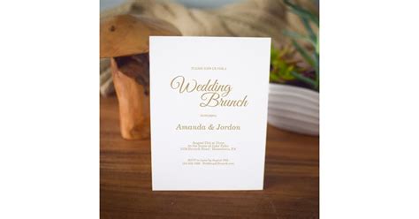 Simple Gold Calligraphy Wedding Brunch Invitation Zazzle